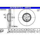Brake disc (per unit) ATE - 24.0136-0112.2