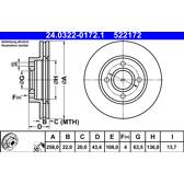 Brake disc set (2) ATE - 24.0322-0172.1