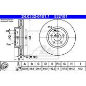 Brake disc (per unit) ATE - 24.0332-0101.1