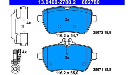 Jeu de quatre plaquettes de frein à disque ATE 13.0460-2787.2