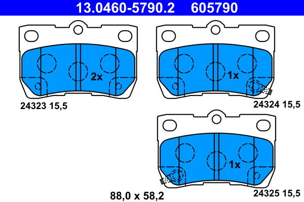 Rear brake pad set