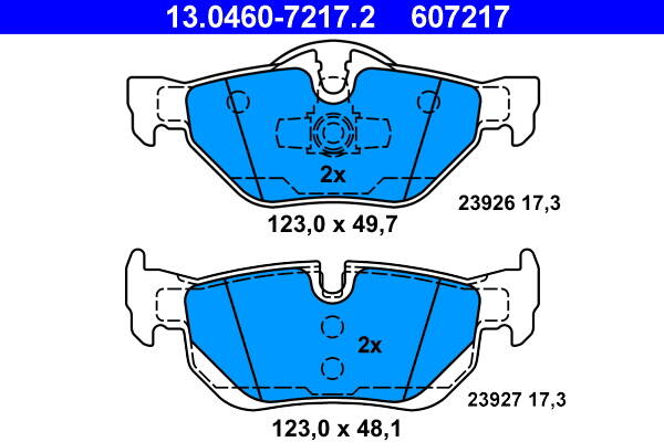 Rear brake pad set