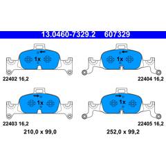 ATE 13.0460-7335.2 Kit Plaquettes De Frein Avant/Arrière - Compatible Volkswagen, SEAT, SKODA