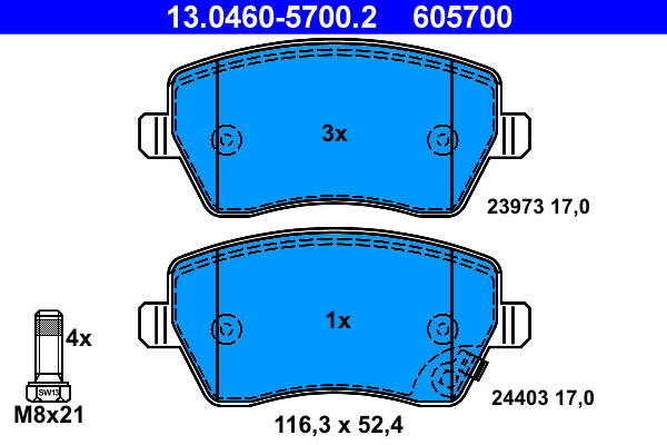 Front brake pad set