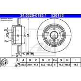Brake disc set (2) ATE - 24.0320-0183.1