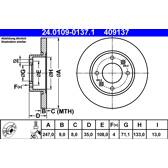 Brake disc set (2) ATE - 24.0109-0137.1