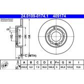 Brake disc set (2) ATE - 24.0109-0174.1