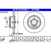 Brake disc set (2) ATE - 24.0113-0194.1