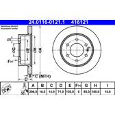 Brake disc set (2) ATE - 24.0116-0121.1