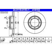 Brake disc set (2) ATE - 24.0118-0153.1