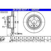 Brake disc set (2) ATE - 24.0120-0237.1