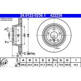 Brake disc (per unit) ATE - 24.0122-0236.1