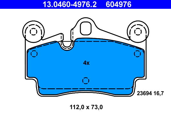 Rear brake pad set