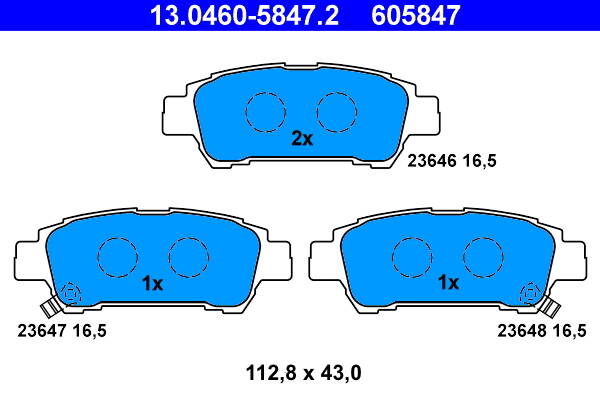 Rear brake pad set