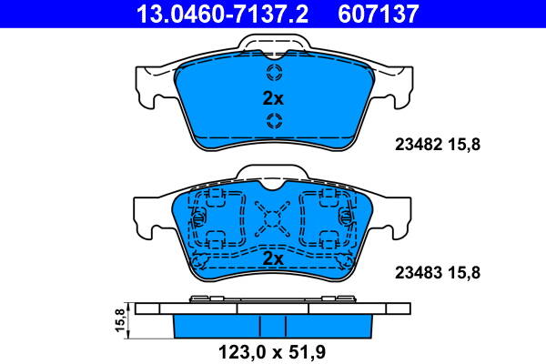 Rear brake pad set