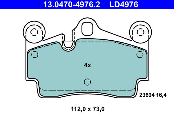 Rear brake pad set