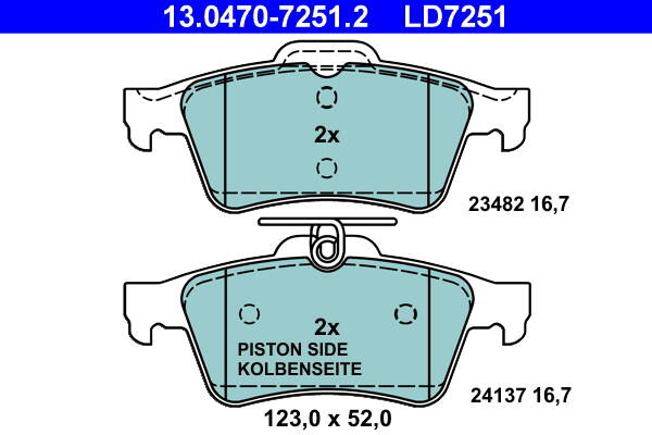 Rear brake pad set