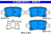 Rear brake pad set