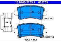 Rear brake pad set
