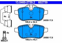 Rear brake pad set