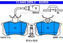 Rear brake pad set