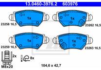 Rear brake pad set
