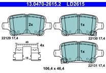 Rear brake pad set