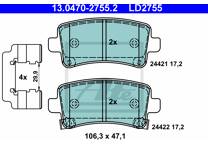 Rear brake pad set