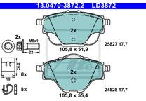 Rear brake pad set