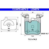 Rear brake pad set ATE - 13.0470-4874.2