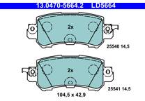 Rear brake pad set