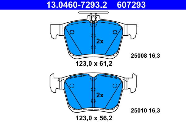Rear brake pad set