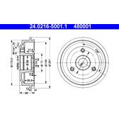 Conjunto de dois tambores de freio ATE - 24.0216-5001.1