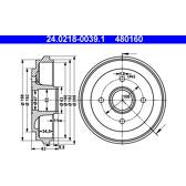Conjunto de dois tambores de freio ATE - 24.0218-0039.1