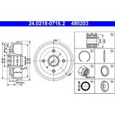 Conjunto de dois tambores de freio ATE - 24.0218-0716.2