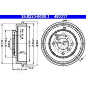 Conjunto de dois tambores de freio ATE - 24.0220-0009.1