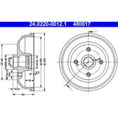 Conjunto de dois tambores de freio ATE - 24.0220-0012.1