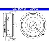 Conjunto de dois tambores de freio ATE - 24.0220-0032.1