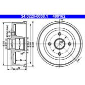 Conjunto de dois tambores de freio ATE - 24.0220-0038.1