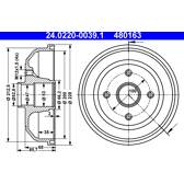 Conjunto de dois tambores de freio ATE - 24.0220-0039.1