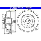 Conjunto de dois tambores de freio ATE - 24.0220-0045.1