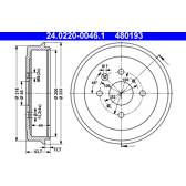 Conjunto de dois tambores de freio ATE - 24.0220-0046.1