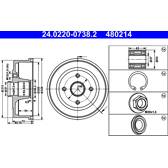 Conjunto de dois tambores de freio ATE - 24.0220-0738.2