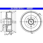 Conjunto de dois tambores de freio ATE - 24.0220-3010.1