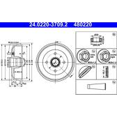 Conjunto de dois tambores de freio ATE - 24.0220-3709.2