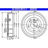 Conjunto de dois tambores de freio ATE - 24.0222-8013.1