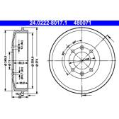Conjunto de dois tambores de freio ATE - 24.0222-8017.1
