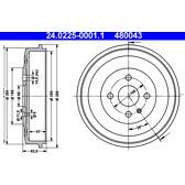 Conjunto de dois tambores de freio ATE - 24.0225-0001.1