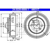 Jeu de 2 tambours de frein ATE - 24.0220-0009.1