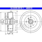 Jeu de 2 tambours de frein ATE - 24.0220-0018.1